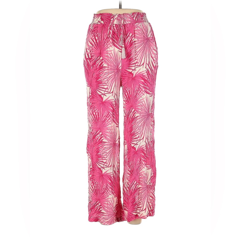 Rose + Olive Pink Tree/Leaf Print Summer Pant - Size L